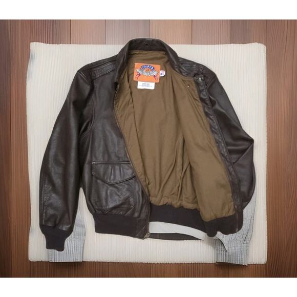 Cooper Type A-2 USAF Brown Leather Bomber Pilot Flight Jacket Coat Size 42R - Picture 3 of 6